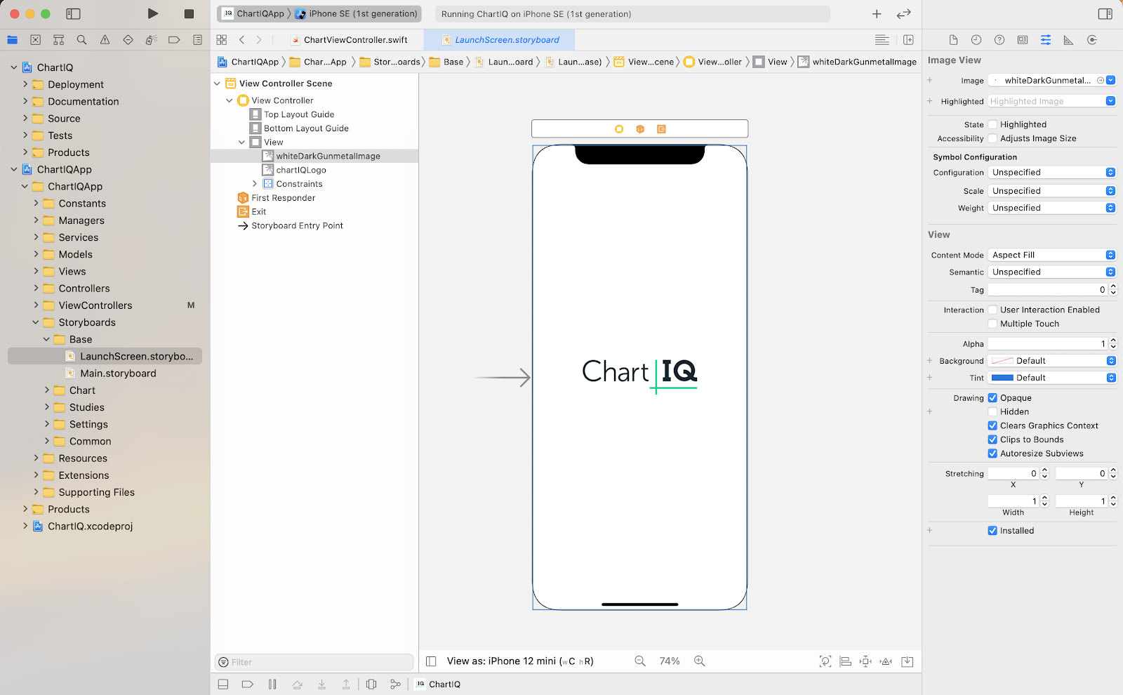 Launch screen in Xcode storyboard editor