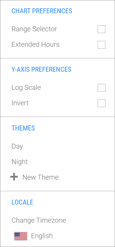Preferences menu